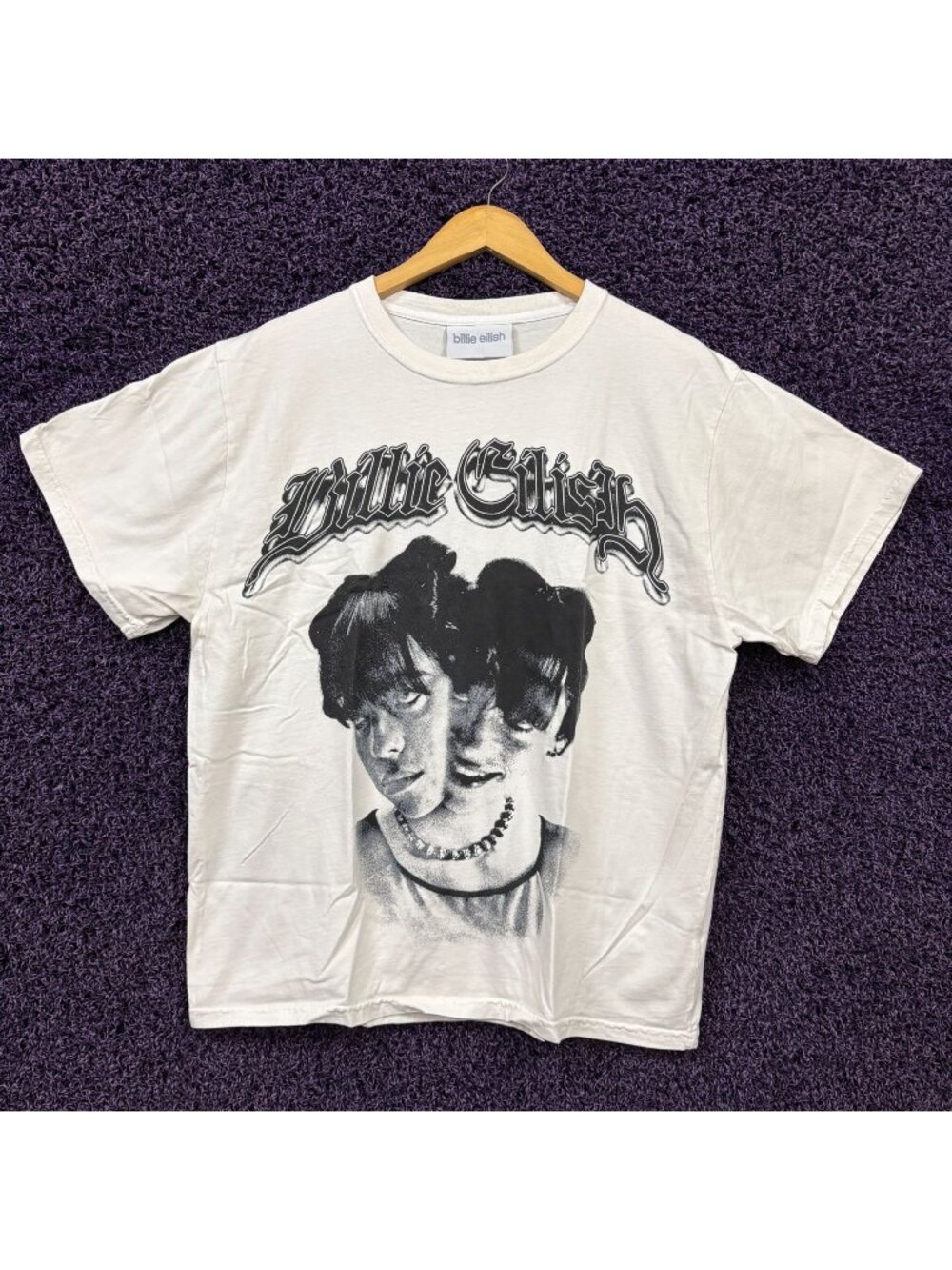 Billie Eilish Bad Guy Split Face Art Bedroom Pop T-Shirt L